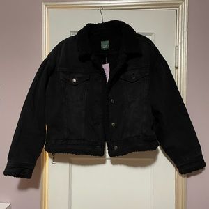 Target Wild Fable Shearling Black Denim Jacket